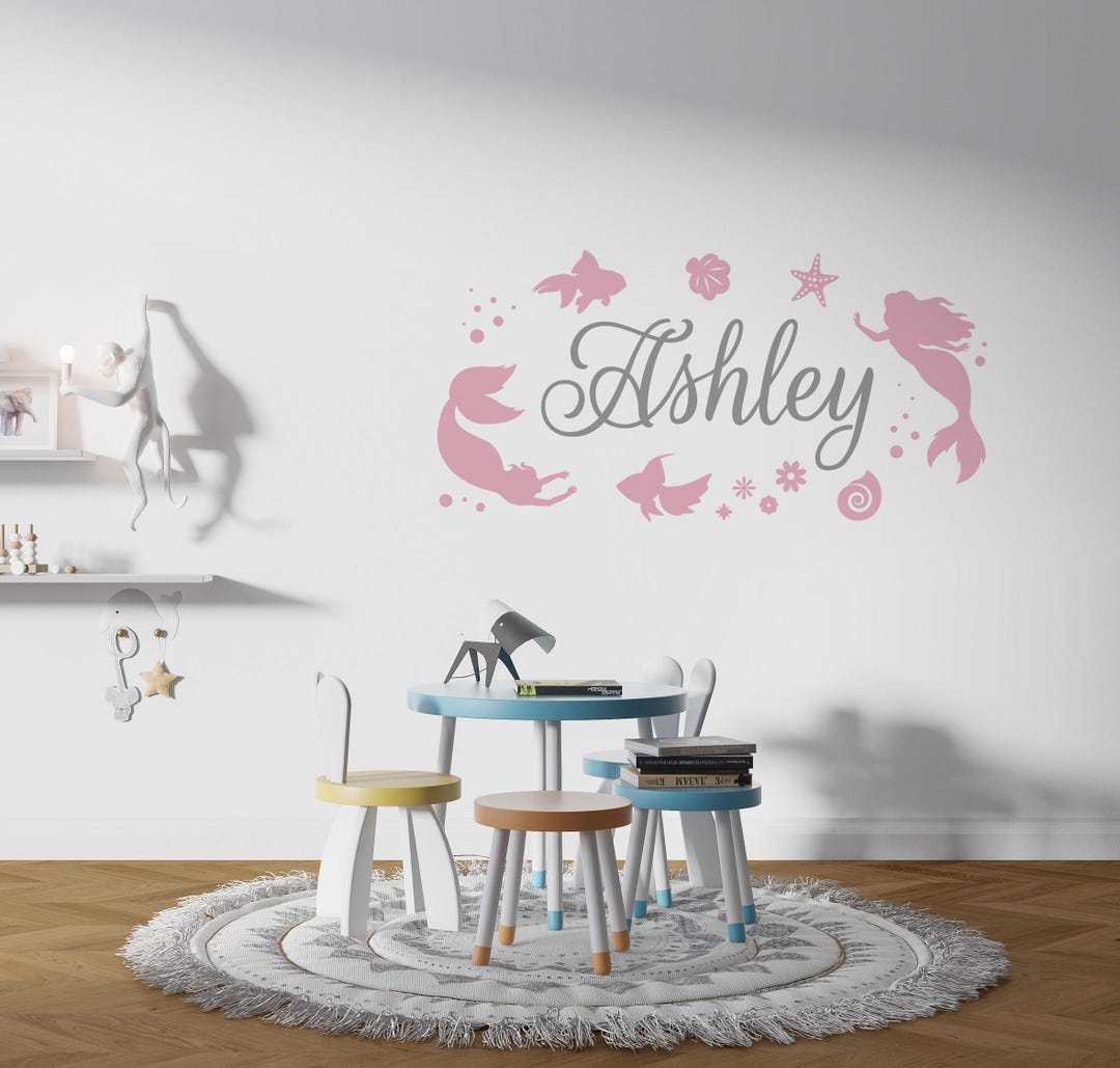 Personalized Mermaid Name Wall Decal: Kids Nursery Decor - Etsy