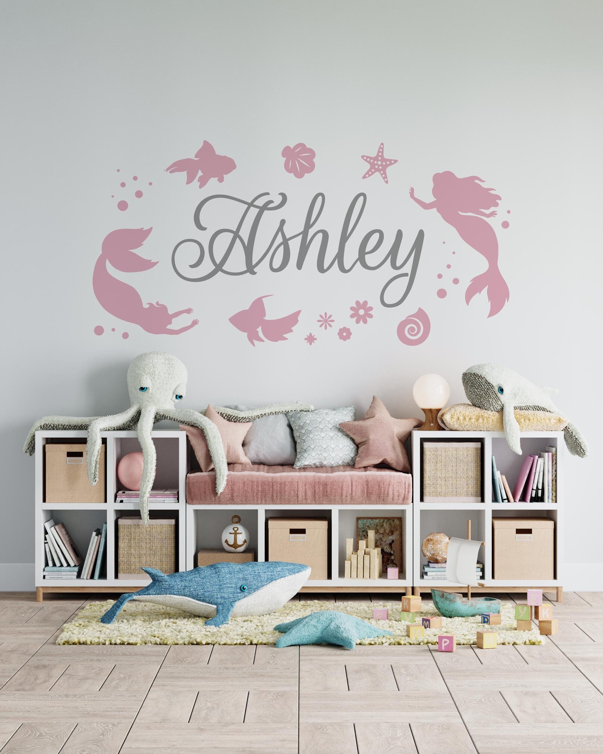Personalized Mermaid Name Wall Decal: Kids Nursery Decor - Etsy
