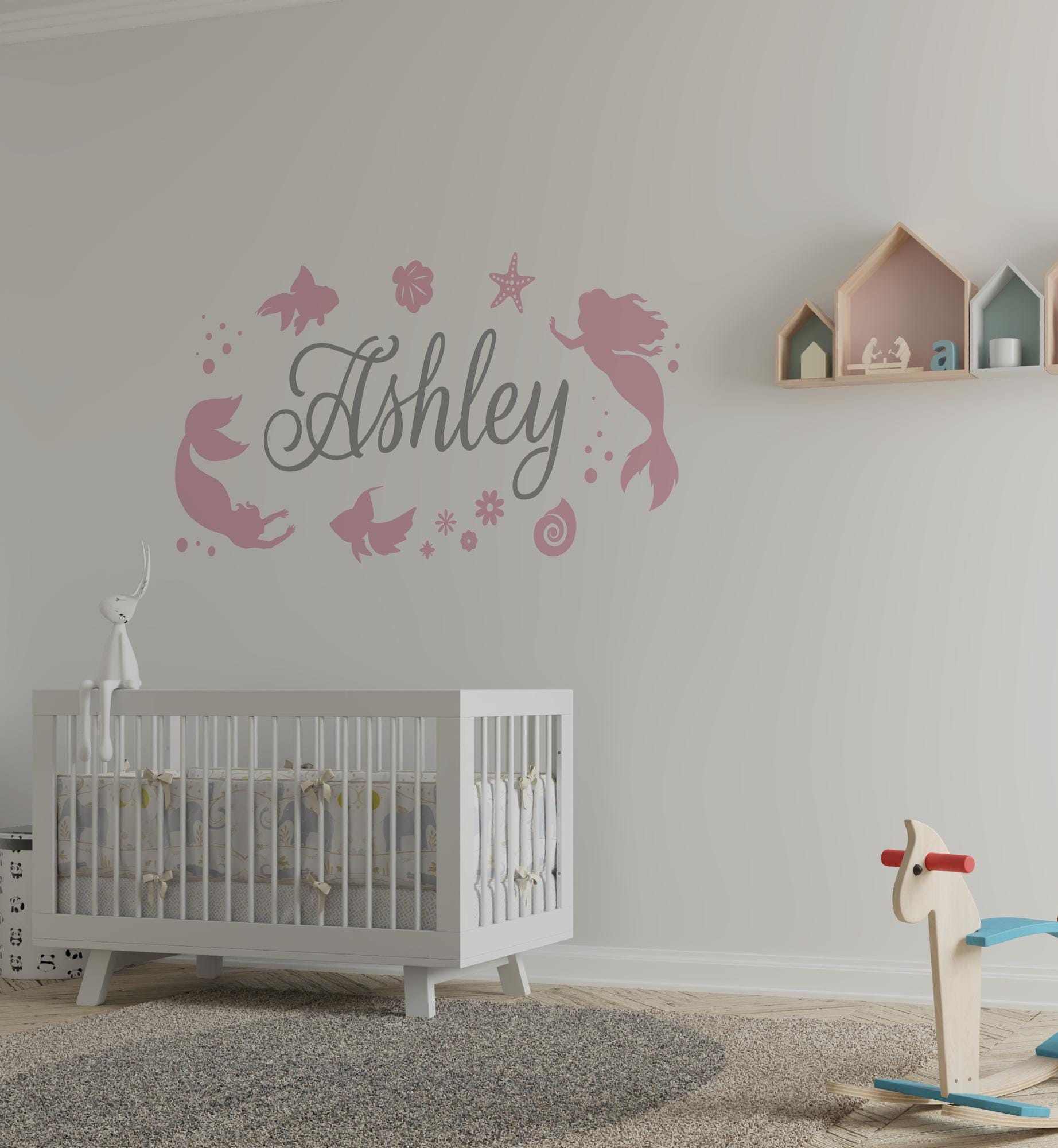 Personalized Mermaid Name Wall Decal: Kids Nursery Decor - Etsy