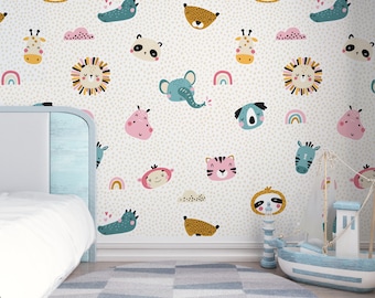 Papel de parede com estampa de animais de safári: decoração para quarto infantil