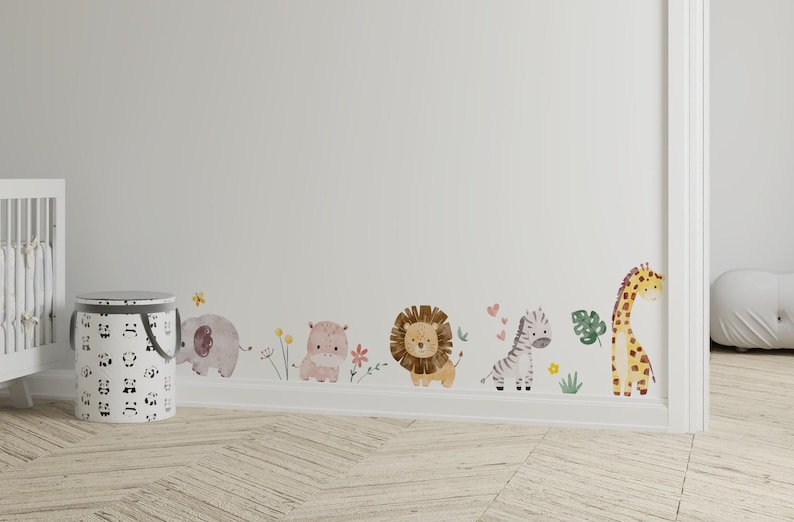 Watercolor Safari Animals Wall Decal: Nursery Mural, Peel & Stick - Etsy