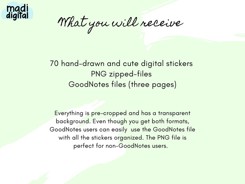 Green Kawaii Digital Sticker Pack Goodnotes/notability 70 - Etsy