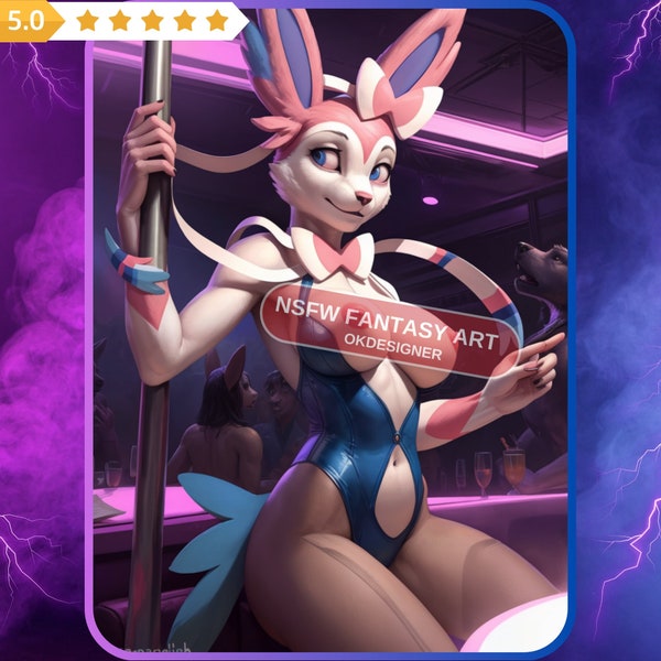 Female Sylveon NSFW Art - 85 Images Bundle - Custom Cartoon Furrys - AI Generated - Poster Art - Nude - Printable