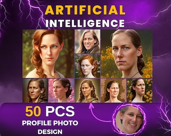 Custom AI Portrait from Your Photo - 50 Pieces Personalized Digital Art, Personalized Wall Art or Gift for Loved Ones | Digital Download