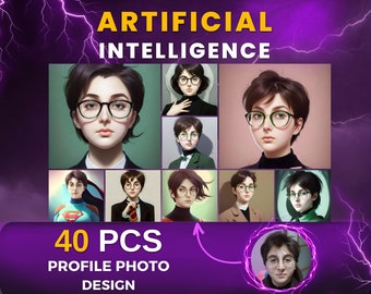 Custom AI Portrait: 40 Digital Art Pieces from Your Photo (Digital Download)