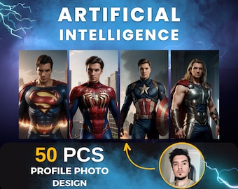 Custom AI Portrait from Your Photo - 50 Pieces of Personalized Digital Art, Personalized Wall Art or Birthday Gift | Digital Download