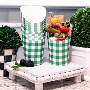 Green Gingham Charcuterie Cups -Set of 10