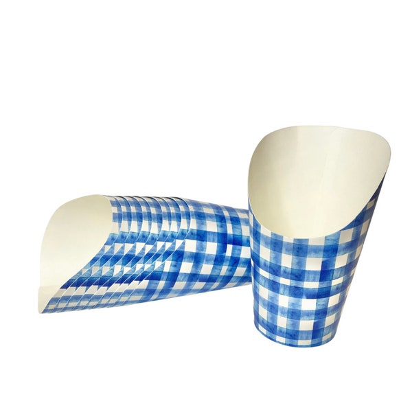 Blue Gingham Charcuterie Cups, Set of 10, 8oz., Party Cups, Easter Cups, Baby Shower Cups, 4th of July Grazing Cups