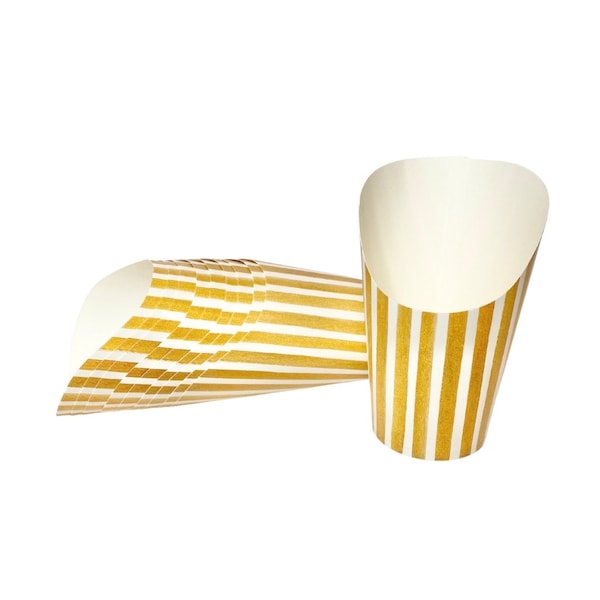 Gold and White Striped Charcuterie Cups, Set of 10, 8oz. Party Cups, Party Favor Cups, Grazing, 40th Birthday Party Appetizer Cups