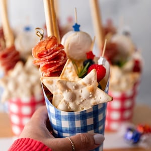 Blue Gingham Charcuterie Cups SET OF 10, Baby Boy Baby Shower Grazing Food Cups, Individual Boy First Birthday Meat and Cheese Appetizer Cup