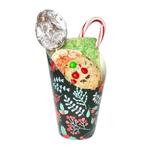 Lot de 10 tasses à charcuterie de Noël à feuilles persistantes, 8 oz, tasses pour fête de Noël, table pour les fêtes, collations florales de Noël