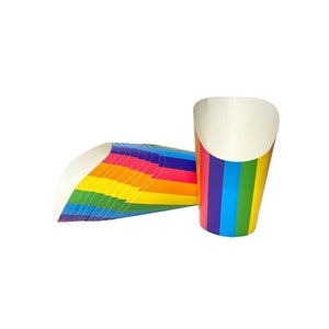 Rainbow Striped Charcuterie Cups SET OF 10 Girls Rainbow Birthday Party, Snack and Party Favor Cups, Fillable Candy Cups