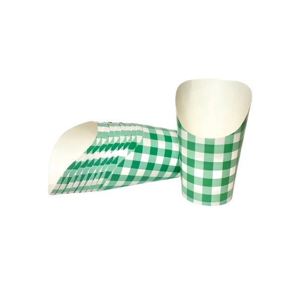 Green Gingham Charcuterie Cups -Set of 10