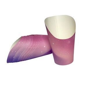 Pink Pastel Star Charcuterie Cups, Set of 10, 8oz., Kraft French Fry Holder, Individual Snack Cups, Disposable Wedding Reception Cups