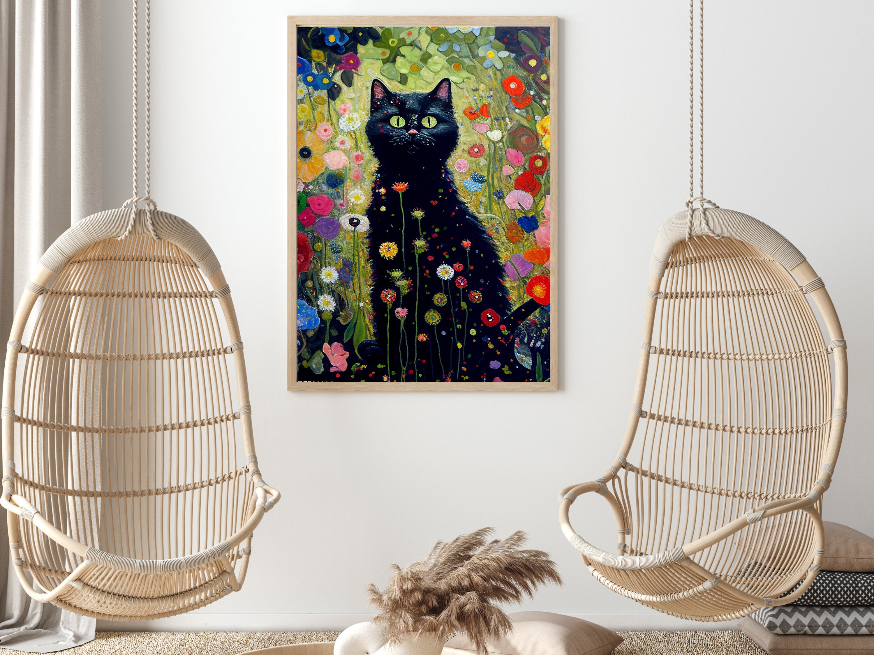 Gustav Klimt Garden Cat Print, Gustav Kl, Gustave Klimt Flowers