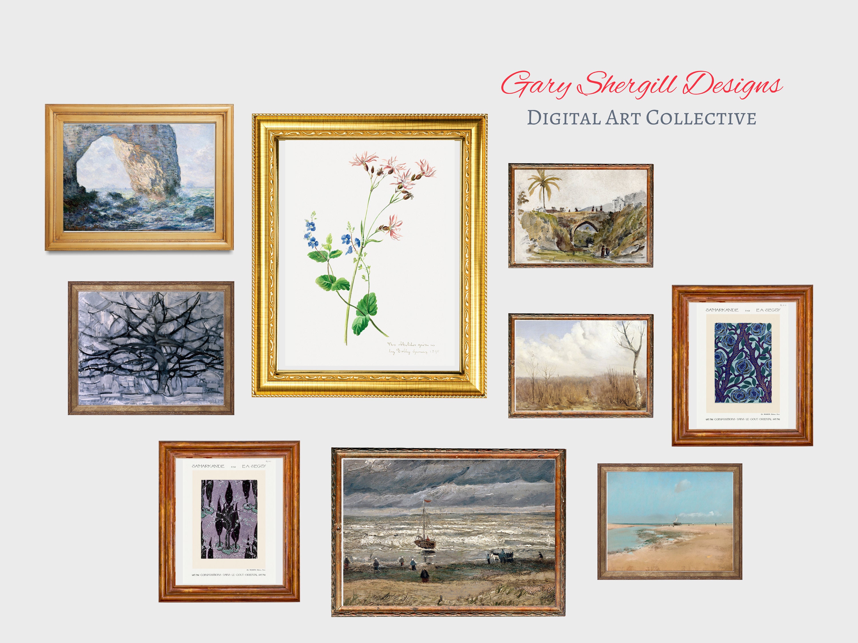 Printable Vintage Gallery Wall Art Set of 9 Antique Prints - Etsy