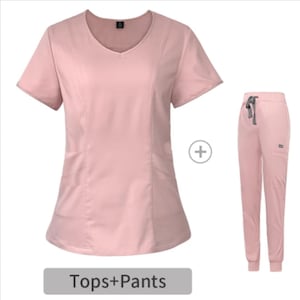 Pink V-neck soft 12 pockets Jogger Set