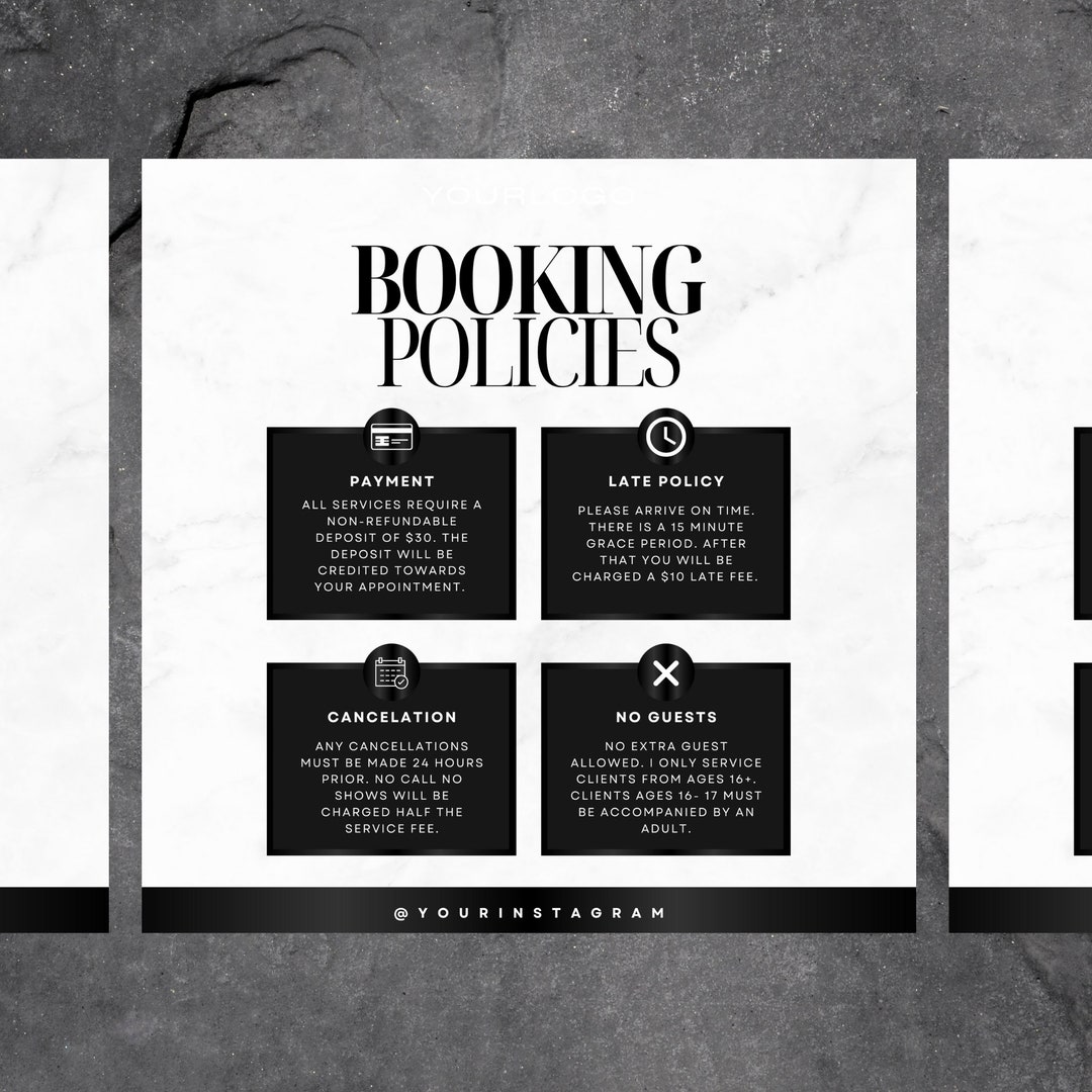 Booking Policy Page Hairstylist Flyer Social Media Template Canva Easy Booking Policy Page Hairstylist Flyer Social Media Template Canva Easy