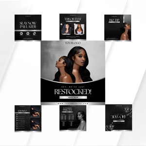 15 Social Media Hair Flyers, Canva Templates Hairstylist, Social Media Content, Instagram Template Branding, Engagement Instagram Template