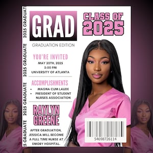 Editable Nursing Graduation Flyer | Class of 2024| 2025 | Nursing School Celebration Graduation Announcement | Nurse Flyer