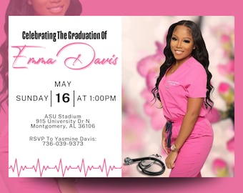 Editable Nursing Graduation Flyer | Class of 2024 | Nursing School Celebration Graduation Announcement, Graduation Party