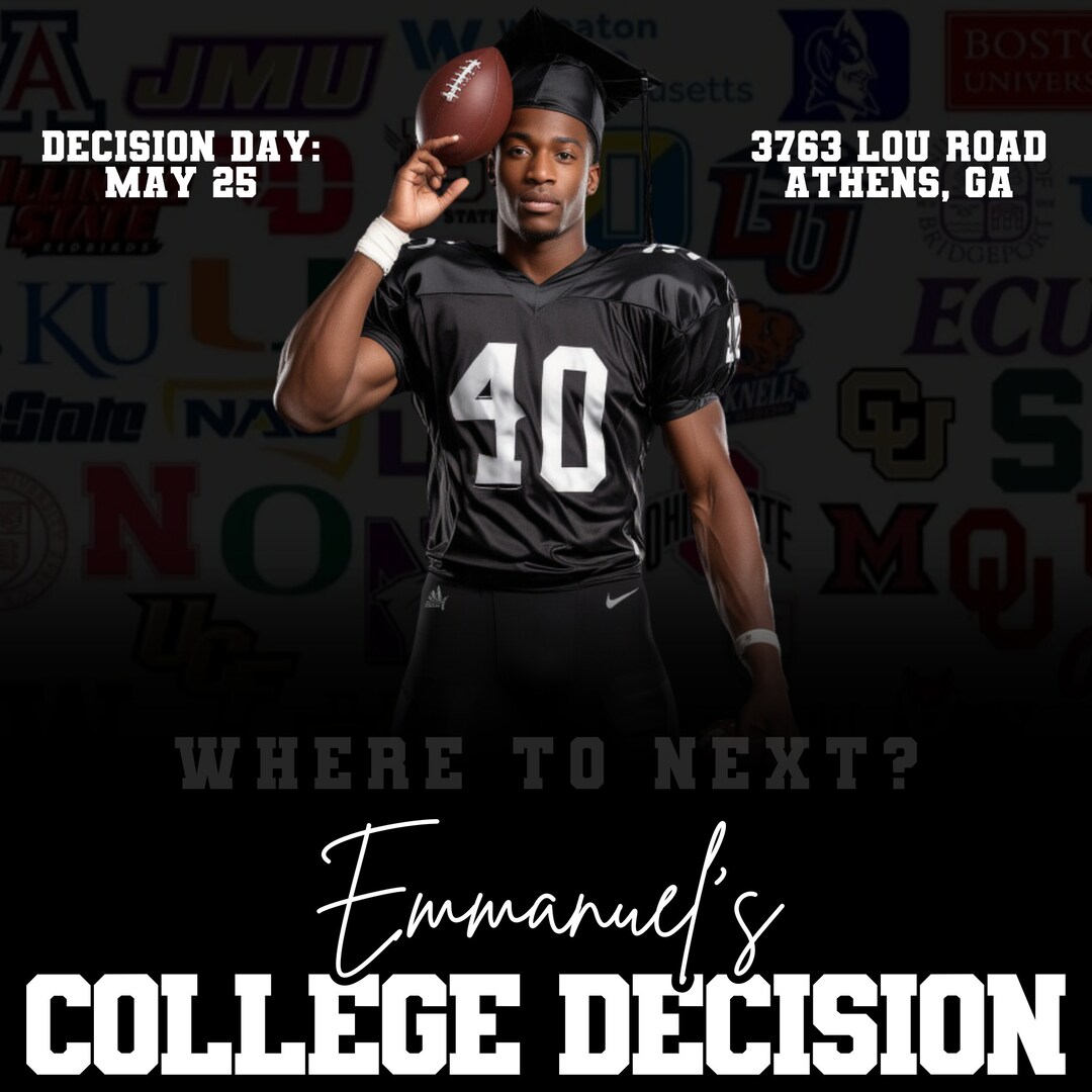 College Decision Day Flyer Sports Committed DIY Template Signing Day ...