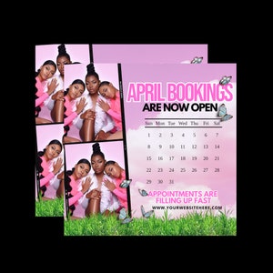 April Bookings Hairstylist Easy To Edit Digital Download | Spring Calendar For Hair Bookings | Book Now | Hair Booking Canva Flyer