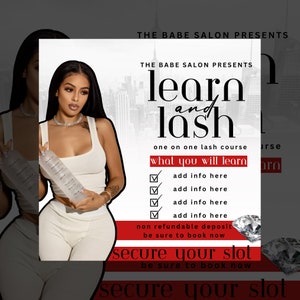 Social Media Flyer | Lash Masterclass Flyer | Lash Class Flyer | Canva Flyer | Edit In Canva | Lash Flyer Template | Lash Course