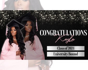 Graduation Banner Template Design | Graduation Event Backdrop | Class of 2024 | Easy To Edit In Canva | Graduation Graphic