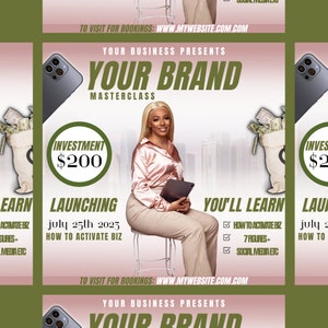 Personalized Masterclass Social Media Flyer, Beauty Course Flyer Template, Lash Training Flyer, Editable Canva Templates for Lash Class