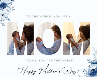 Editable Happy Mother's Day Blue and White Instagram Post | Celebration For Mother's | Social Media Post For Mother's Day