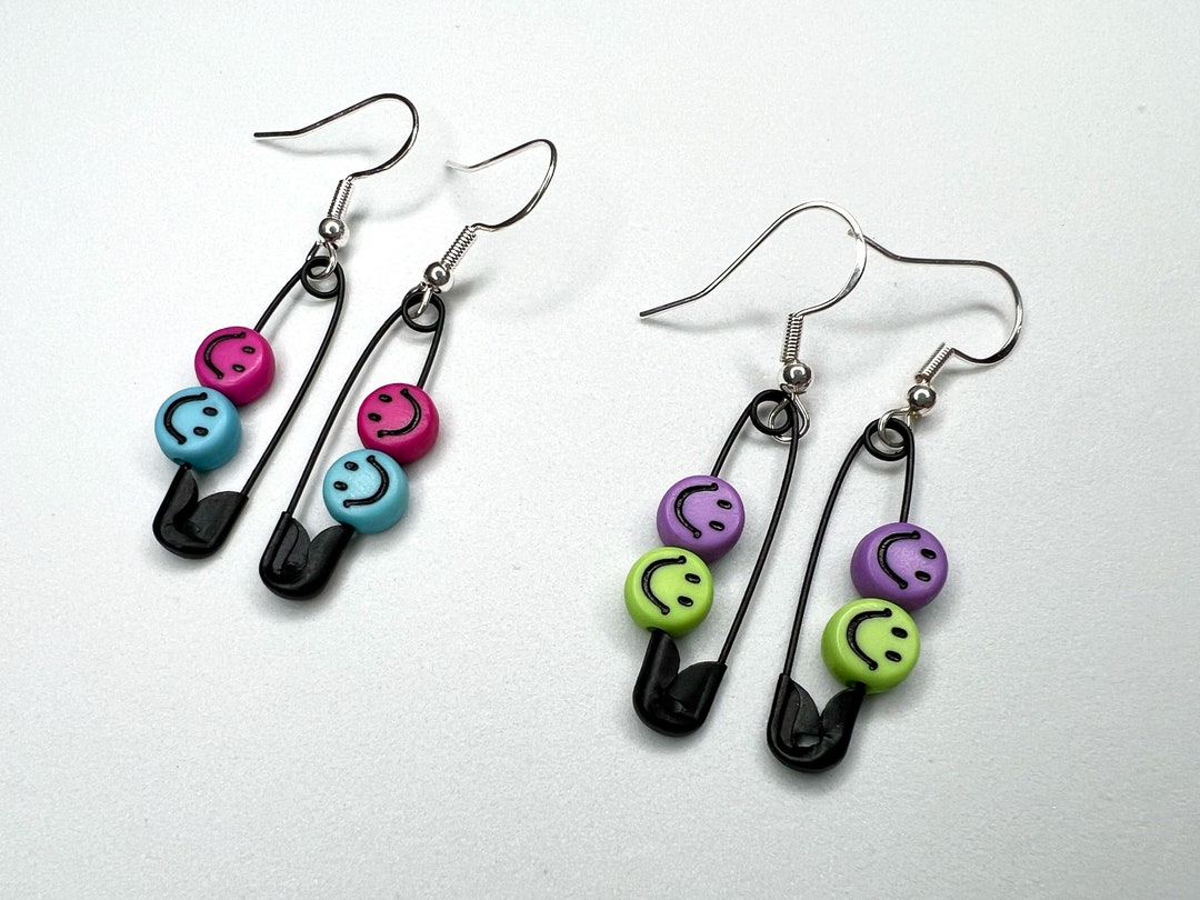 Pop Safety Pin Drop Earring Handmade, Funny Things, Unisex Earring