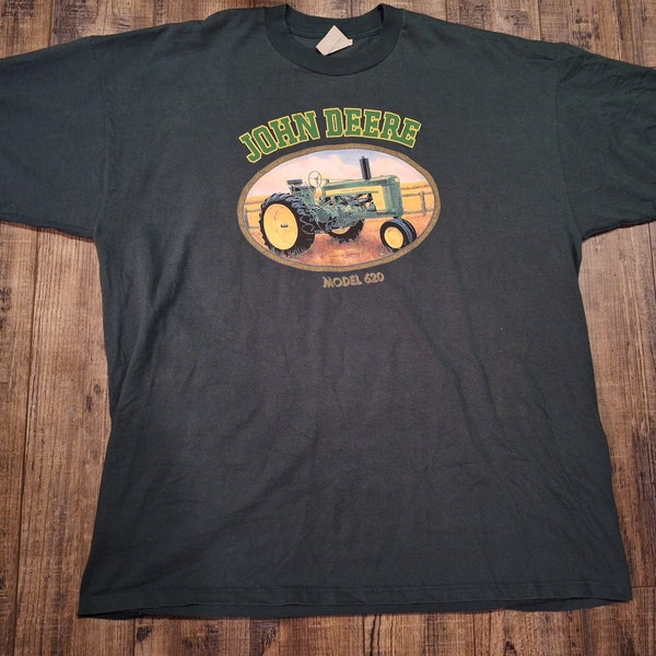 Vintage John Deere T Shirt Men's XXL Green Model 620 Tractor