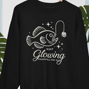 Anglerfish Digital Art - 'Keep Glowing Through the Dark' | Motivational Quote | SVG, PNG & JPG Files for Cricut | Ocean Decor Print