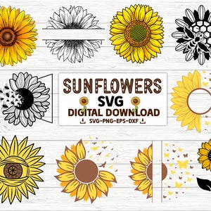 Sunflower svg, flower svg, sunflower clipart, sunflower png, Half Sunflower Svg, floral svg, flowers svg, flower clipart, monogram svg