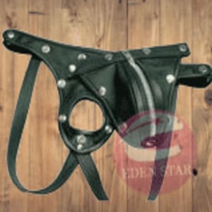Mens Cowhide Leather Zipper Jockstrap: Adjustable Waist