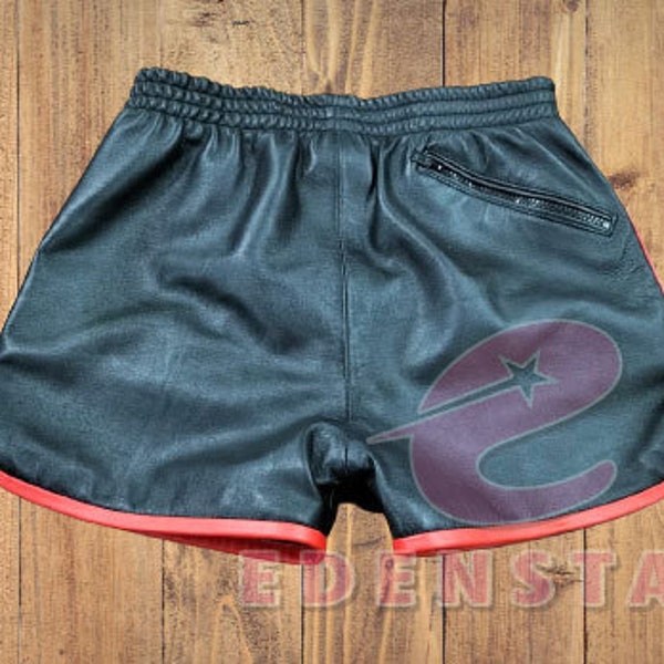 Men's Red Leather Shorts Etsy
