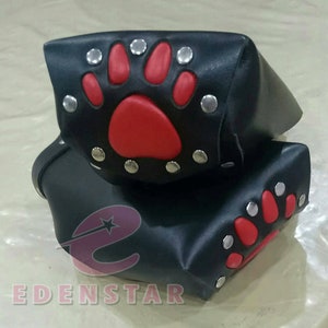 Men&#39;s 100% Genuine Leather Bondage Puppy Play Fist Mitten&#39;s Mitts With Silicon Mitts, Soft Padded Paw, Genuine Buckles, Soft Leather Mittens