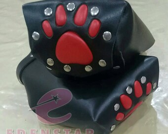 Masque De Chien En Cuir Souple Avec Oreilles – Réglable, Néoprène – Pour Cosplay, Halloween, Fêtes – Violet