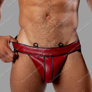 100% Genuine Leather Jockstrap | Handmade Men&#39;s Fetish Jock | Gay Pride Clubwear | Leather Thong Underwear | Gift for Him