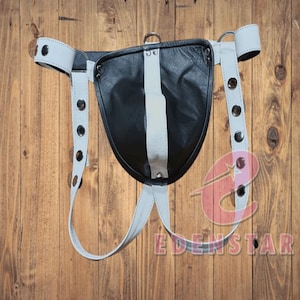 Men's 100% Genuine White & Black Leather Jockstrap, Men Leather Thong, Sexy Adult Jockstrap, Men's Posing Pouch Thongs, Gay Jockstrap