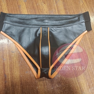 Men's 100% Genuine Leather Underwear Mini Briefs Men's Elastic Underwear Men's Lingerie, Men's leather Brief/Underwear image 1