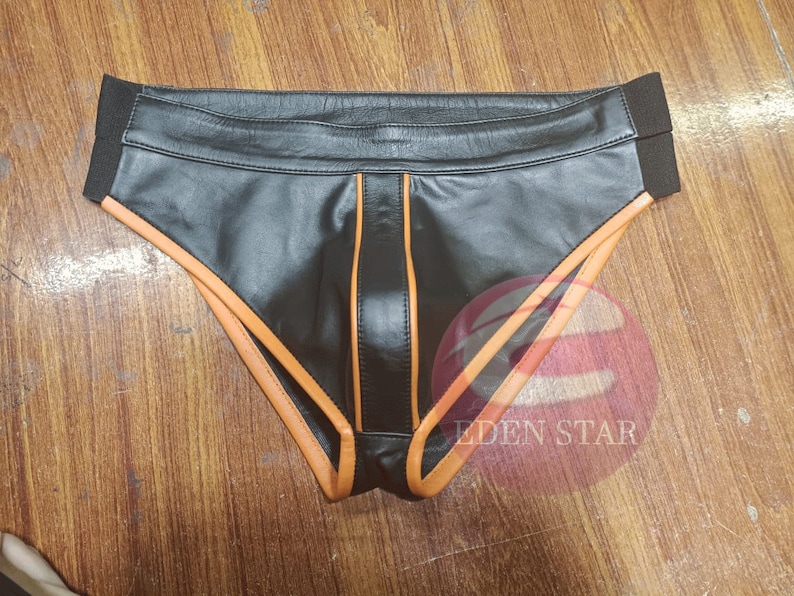 Men's 100% Genuine Leather Underwear Mini Briefs Men's Elastic Underwear Men's Lingerie, Men's leather Brief/Underwear image 1