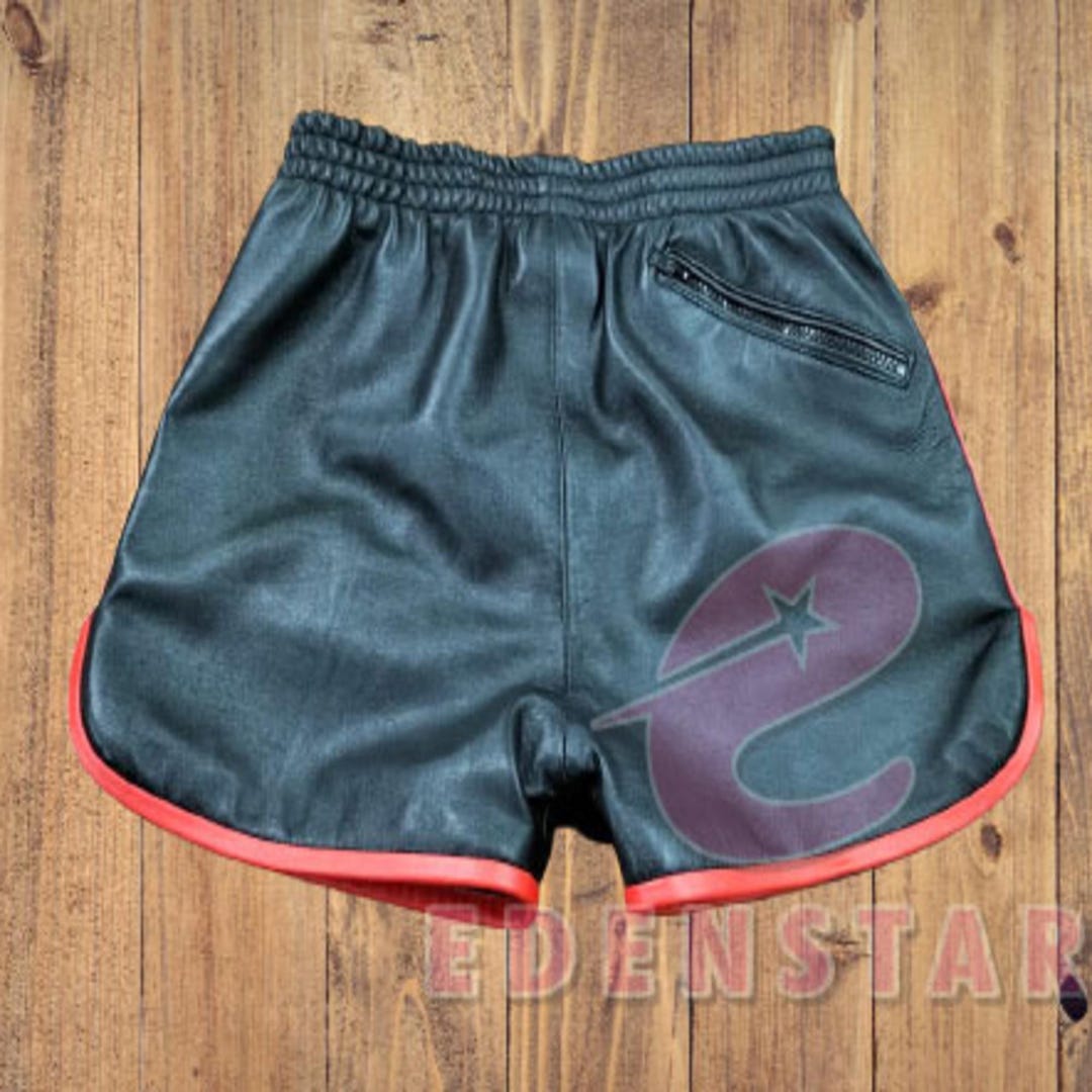Men's Classic Basic Faux Leather Linear Short