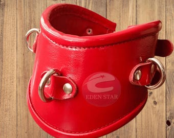 Collar de postura de cuero de vaca con collar esclavo con cierre