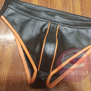 Men's 100% Genuine Leather Underwear Mini Briefs Men's Elastic Underwear Men's Lingerie, Men's leather Brief/Underwear image 2