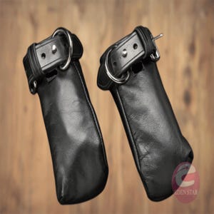Men&#39;s 100% Genuine Leather Bondage Puppy Play Fist Mitten&#39;s Mitts With Silicon Mitts, Soft Padded Paw, Genuine Buckles, Soft Leather Mittens