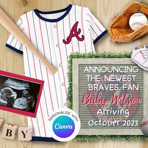 Atlanta Baseball Pregnancy Announcement Digital, Baseball pregnancy reveal, Baseball Baby, baseball Gender Reveal, Atlanta baby reveal, FDPA