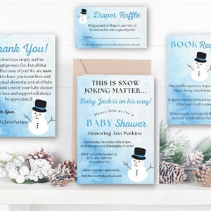 Winter snowman Baby Shower Invitation bundle; Gender Neutral Snowman Invite; winter baby shower bundle; digital download