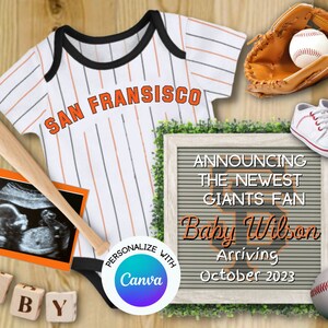San Francisco Baseball Pregnancy Announcement, Baseball digital pregnancy reveal, Baseball Baby or Gender Reveal, Giants baby reveal, FDPA